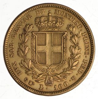 1834 Kingdom Of Sardinia Gold 100 Lire - Carlo Alberto 4097 2