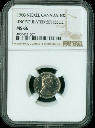 1968 Canada 10 Cent Uncirculated Set Ngc Ms66