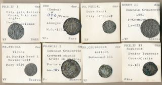 ,  Fascinating,  8 French Medieval Hammered Coins With Attributions