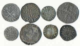 ,  FASCINATING,  8 FRENCH MEDIEVAL HAMMERED COINS WITH ATTRIBUTIONS 3