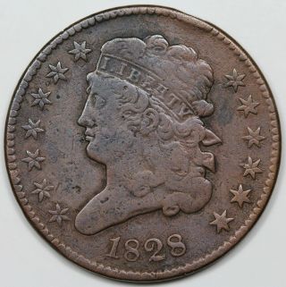 1828 Classic Head Half Cent,  F Detail