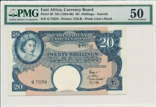 Currency Board East Africa 20 Shillings Nd (1958 - 60) Pmg 50