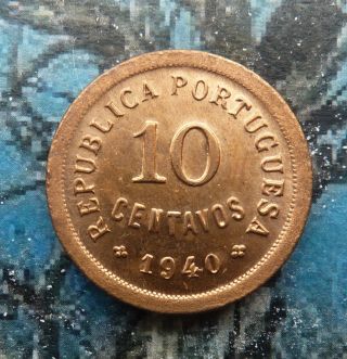 Bn1815 - Portugal - Coin 10 Centavos 1940 Unc Km 573
