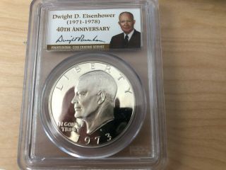 1973 S Silver $1 Eisenhower {1971 - 1978 40th Anniversary) Pcgs Pr69 Dcam 8129 Fr