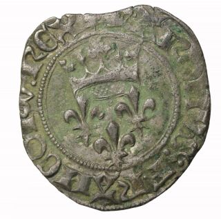 France Charles Vi The Mad 1380 - 1422 Ad Silver Gros Florette D.  387b