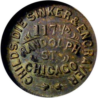 1861 Chicago Illinois Civil War Token Childs Die Sinker Brass R6 Ngc