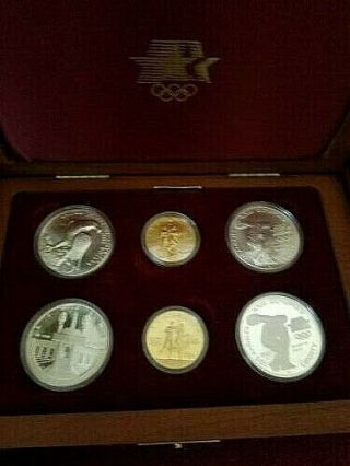 1983 - 1984 Us Olympic 6 - Coin Commemorative Set 1984 - W $10 Gold & Silver W/ 