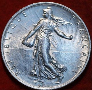 Uncirculated 1918 France 2 Francs Silver Foreign Coin