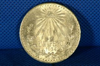1934 M Un Peso Mexico Silver Coin