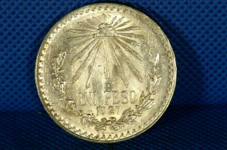 1927 M Un Peso Mexico Silver Coin