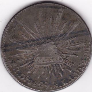 Mexico Republic Durango 8 Reales 1829 Do Rl Silver Cap And Rays Quality