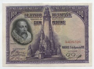 El Banco De Espana 1928 Currency Note 100 Cien Pesetas Spain Spanish - Bc471