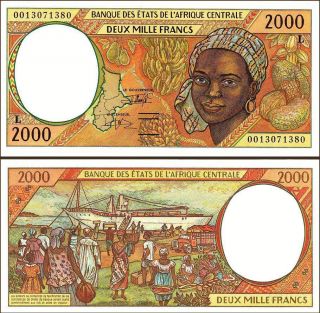 Central African States Gabon 2000 2,  000 Francs 2000 Unc P - 403l