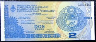 Argentina Emergency Banknote 2 Pesos,  P.  Ec - 242 Unc 2001 (chaco)