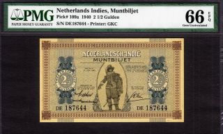 Netherlands Indies Muntbiljet 2 1/2 Gulden 1940 Pick - 109a Gem Unc Pmg 66 Epq