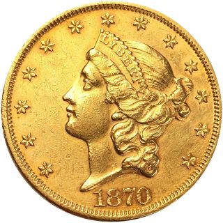 1870 Liberty $20 Double Eagle Gold Looks Unc Authentic Lustery Ms Bu Carson City