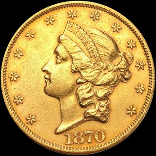 1870 Liberty $20 Double Eagle Gold LOOKS UNC Authentic Lustery ms bu CARSON CITY 5