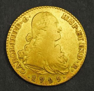 1795,  Kingdom Of Spain,  Charles Iv.  Gold 2 Escudos Coin.  (6.  63gm) Seville