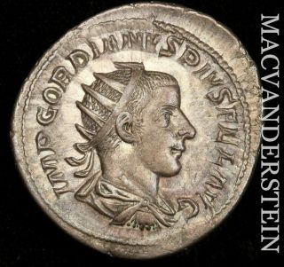 Roman Empire: Ar Denarius - Gordian Iii - Rev: Apollo,  Seated - Scarce E6361