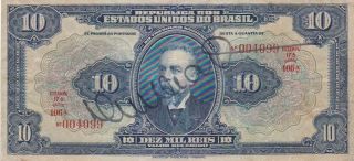 1925 Brazil 10 Mil Reis Note,  Pick 39d