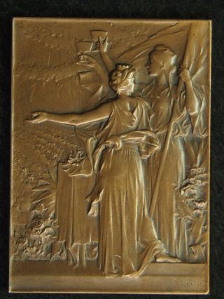 Bronze French Art Nouveau Medal By F.  Vernon Mayors Day In France 1900 Tuileries