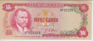 Jamaica Banknote P53a - 50 Cents,  Vf - Ef