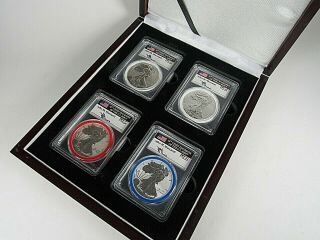 2006,  2011,  2012,  2013 Reverse Pr Silver Eagle Set,  Pcgs Pr 70 Mercanti Signed