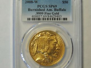 2008 - W 1oz Uncirculated Gold Buffalo Ms Pcgs Sp69 $50 Coin