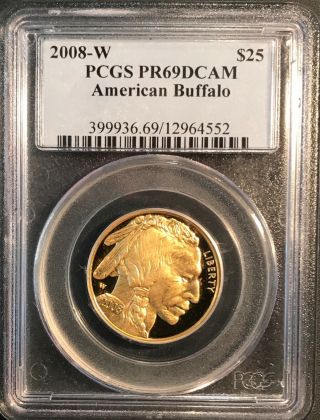2008 - W G$25 American Buffalo 1/2oz Gold Proof Coin - Pcgs Pr69 Dcam