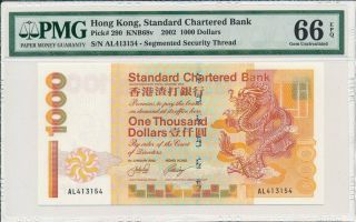 Standard Chartered Bank Hong Kong $1000 2002 Pmg 66epq