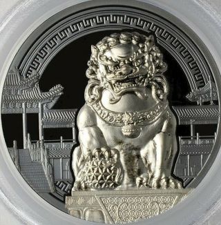 2017 $10 Palau Guardian Lion.  999 Silver 2 - Coin Black Proof Set PCGS PR70DCAM FD 3