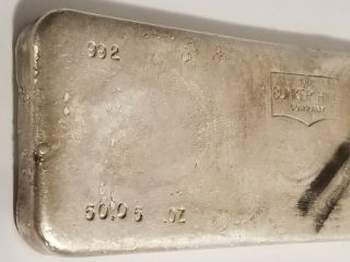 Bunker Hill Approximate 50 oz poured silver bar Odd weight 992 6