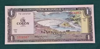 El Salvador 1 Colon,  1977 / 1980 International Currency Bill Uncirculated