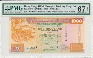 Hong Kong Bank Hong Kong $1000 2002 Pmg 67epq