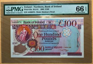 2005 Northern Ireland 100 Pound Banknote Pmg 66 Epq (pick 82a) - Belfast -