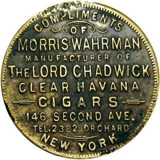 Pre 1933 York City Good Luck Swastika Token Lord Chadwick Clear Havana Cigar