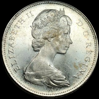 1966 Elizabeth Ii Canada Silver Dollar Uncirculated Shiny Collectible