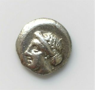 Kolophon,  Ionia,  Ar 0.  91gr Hemidrachm.  330 - 285 Bc.  Laureate Head Of Apollo Left,
