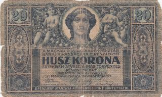 20 Korona Poor Banknote From Hungary 1919 August 9 Pick - 42 Rare