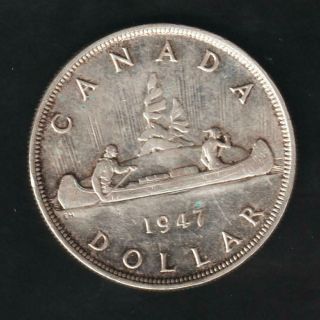 Canada 1 Dolar 1947 (pointed 7),  Silver Very