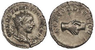 Roman Imperial Herennius Etruscus,  As Caesar Ar Antoninianus 251 A.  D.  Near Ef Co