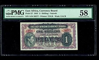 East Africa | 1943 | 1 Shilling | Pick 27 | Pmg - 58