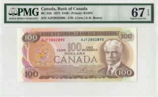 1975 Bank Of Canada $100 " Crow & Bouey " ( (pmg 67 Epq))