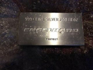 100 Oz.  Silver Bar - Engelhard -.  999 Fine