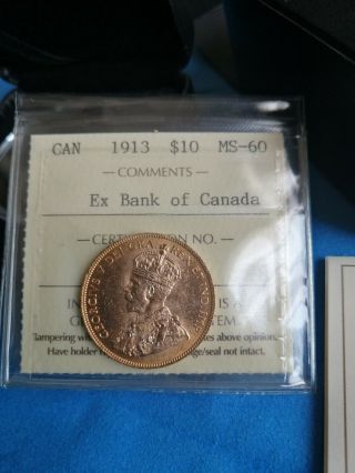1913 Canada Gold $10 Coin Ms - 60