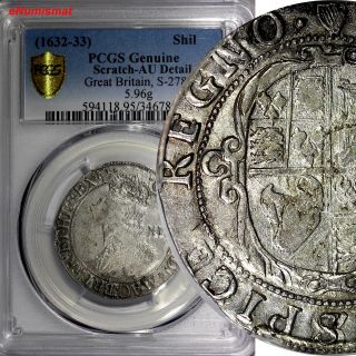 England.  Great Britain Charles I (1632 - 33) 1 Shilling Pcgs Au Detail S - 2789