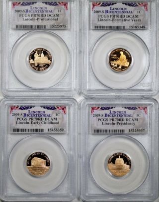 2009 (4) Coin Lincoln Cent Set Pcgs Pf70 Dcam ( ((the Ultimate Set Pcgs70s)) )