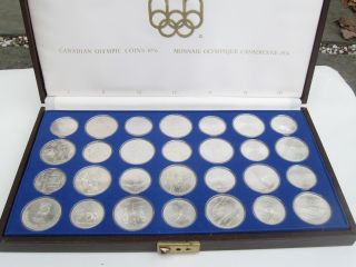 1976 Canada Olympic Unc Set - (28 Sterling Silver Coins $5 & $10) - Coa/box/key