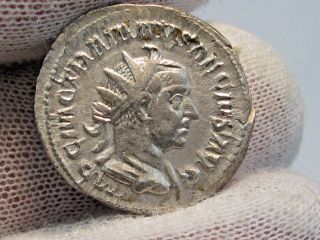 Roman: Trajen Decius 249 - 251 Ad.  Ar Antoninianus.  Rev; 2 Pannoniae Female Figure