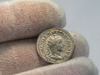 ROMAN: Trajen Decius 249 - 251 AD.  AR Antoninianus.  Rev; 2 PANNONIAE Female figure 4